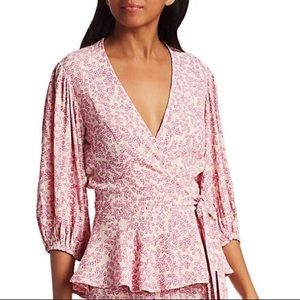 NWT Ganni Wrap Top Pink Tulip